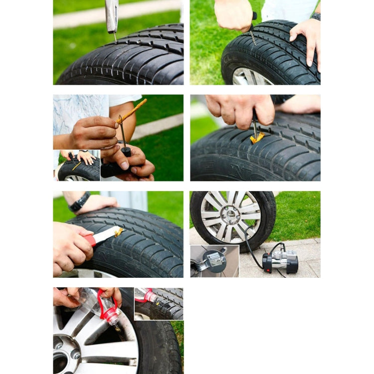 6 in 1 Car Tire ABS T-Handle Repair Kits with 4 Repairing Strips