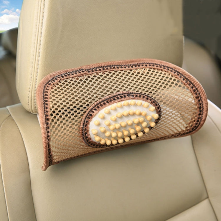 Universal Summer Ice Silk Mesh Breathable Cool Massage Head Mat with Maple Wooden Bead for Car Family Office