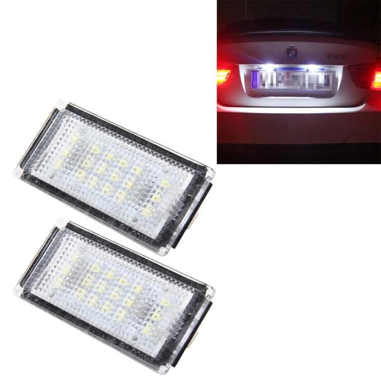 2 PCS License Plate Light with 18 SMD-3528 Lamps for BMW E46 2D M3,2004-2006,2W 120LM,6000K, DC12V (White Light)