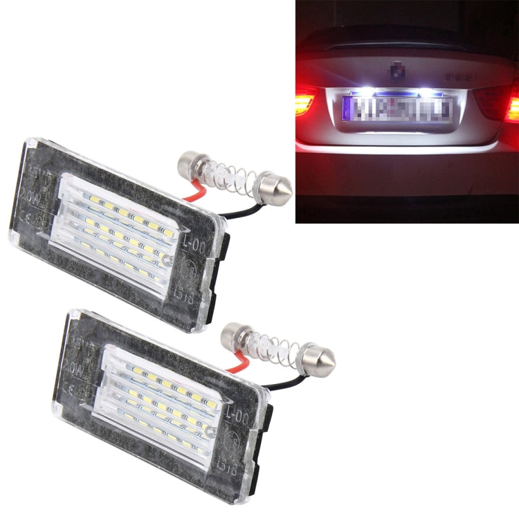 2 PCS License Plate Light with 18 SMD-3528 Lamps for BMW MINI R56,2W 120LM,6000K, DC12V (White Light)