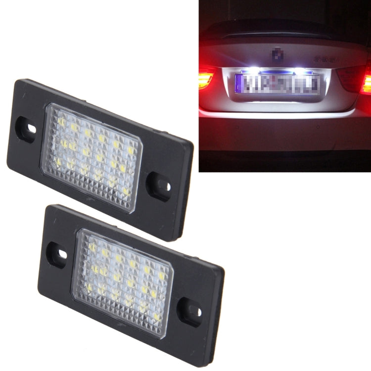 2 PCS License Plate Light with 18 SMD-3528 Lamps for Volkswagen Touareg 2003-2010 ,Prosche Cayenne 2002-2010,2W 120LM, DC12V (White Light)