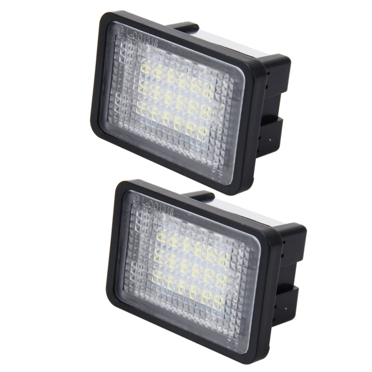 2 PCS License Plate Light with 18 SMD-3528 Lamps for Mercedes-Benz GLK X204 ,2W 120LM, DC12V (White Light)