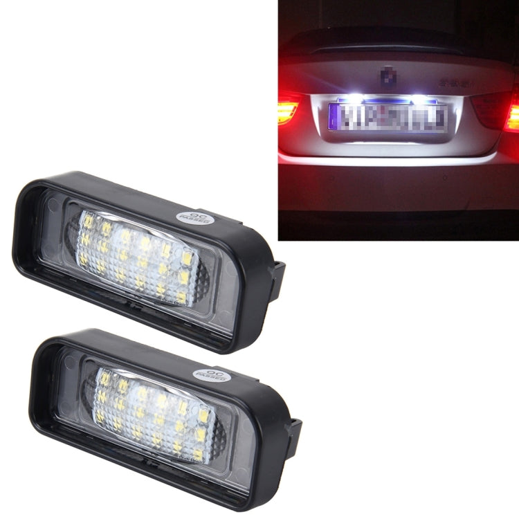 2 PCS License Plate Light with 18 SMD-3528 Lamps with Canbus for Mercedes-Benz W220,2W 120LM,6000K, DC12V(White Light)