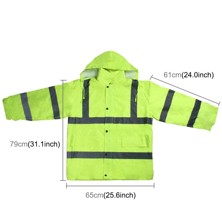 Outdoor Oxford Cloth Long Sleeve Warning Safety Reflective Waterproof Raincoat with Pockets(XL)