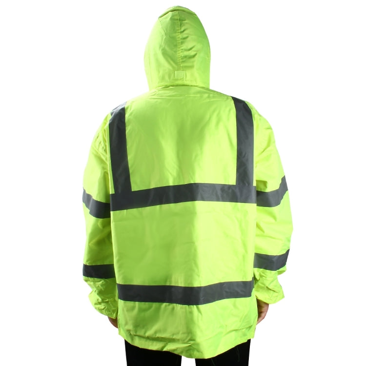 Outdoor Oxford Cloth Long Sleeve Warning Safety Reflective Waterproof Raincoat with Pockets(XL)
