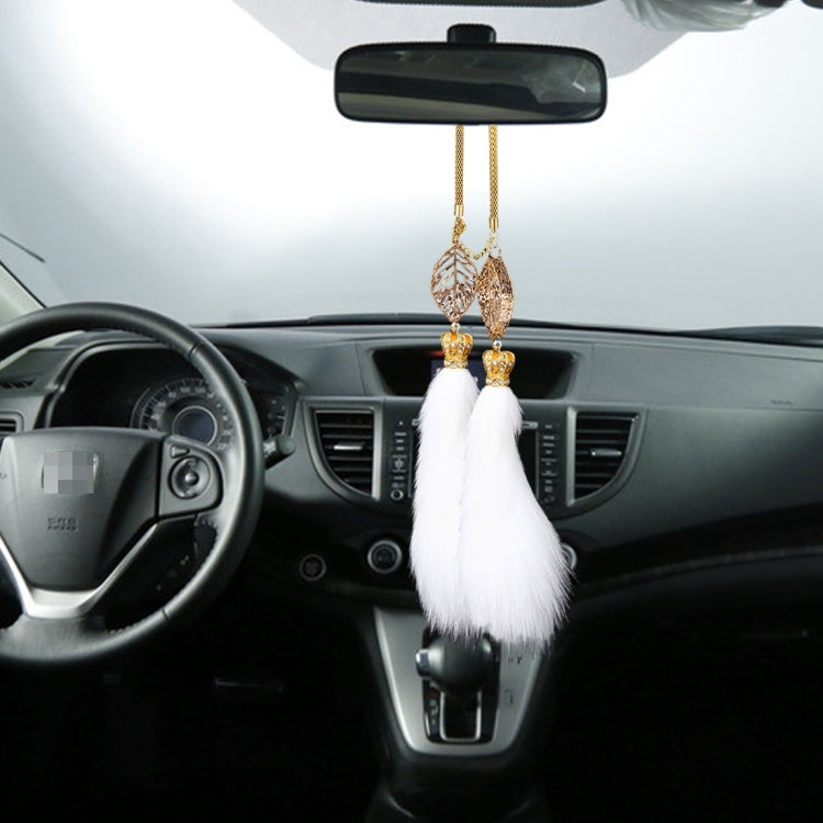 Two Head Lovely Ornaments Metal Leaf Diamond Crown Style Hanging Decoration For Car And Household