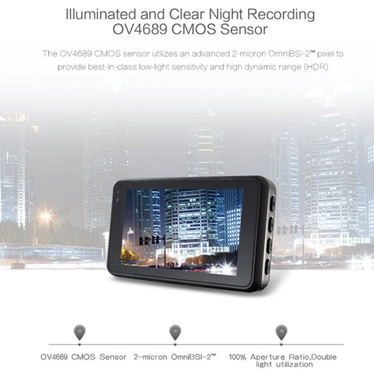 MX9 3 inch TFT Screen Car Recorder Camera 170 Degree Wide Angle Viewing, Support TF Card / ADAS / Motion Detection / Microphone / Speaker / M-JEPG / LED Indicator/G-Sensor