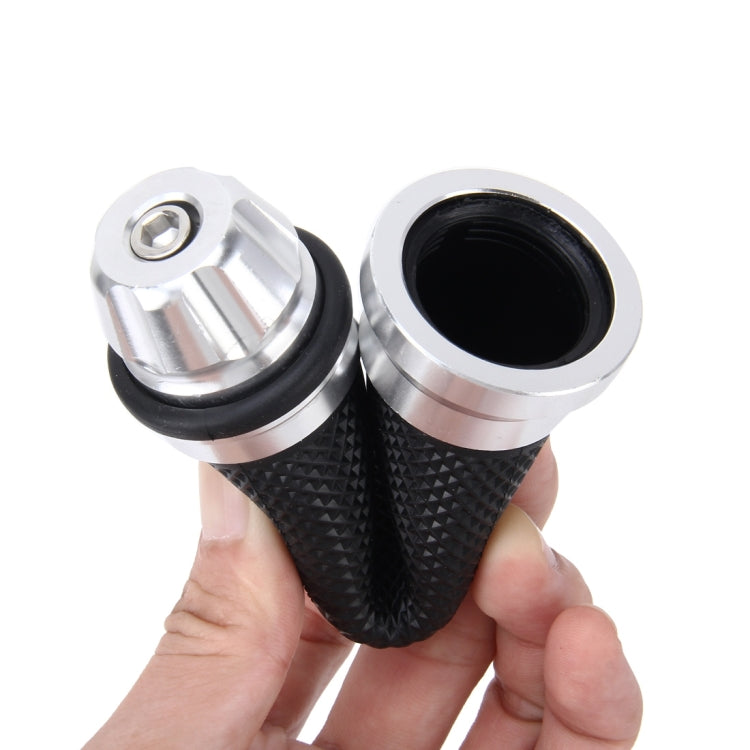 2 PCS Motorcycle Net Texture Metal Left Handle Bar Grips with Rubber Cover for Yamaha