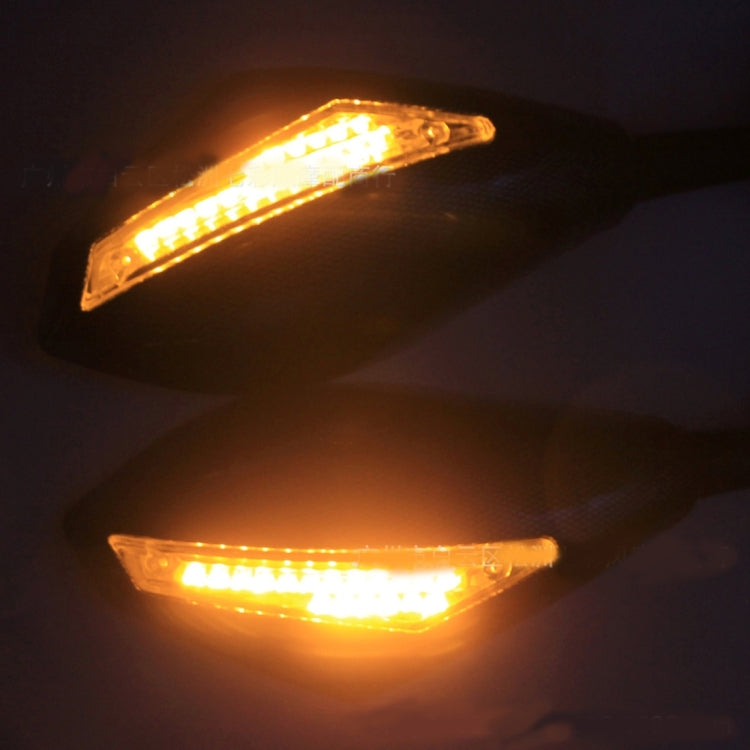 2 PCS Motorcycle Universal Modification ABS Shell Holder Rear VIew Mirror with Yellow Light LED Turn Lamps