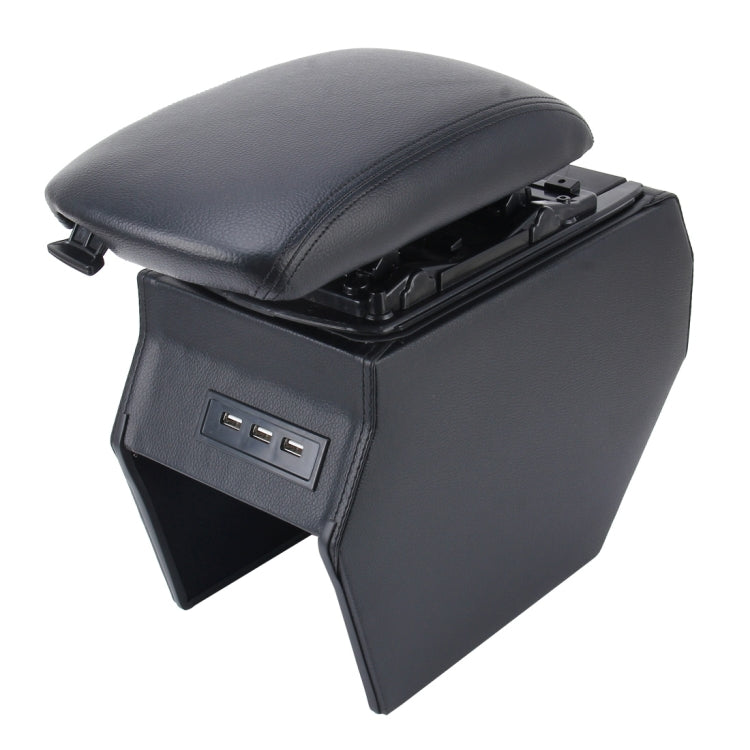 Car ABS Leather Wrapped Armrest Box with Fast Charge USB Holes and Cables for Peugeot 2008
