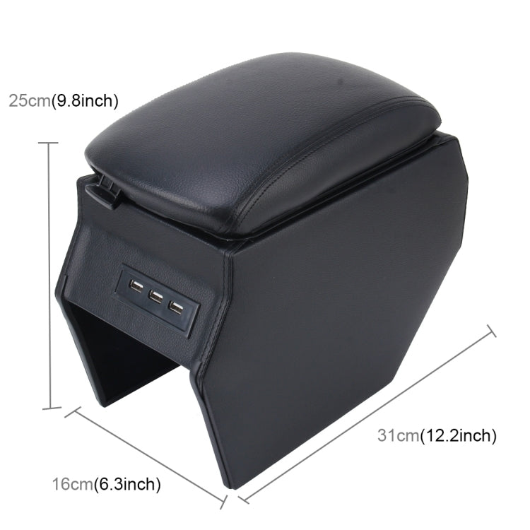 Car ABS Leather Wrapped Armrest Box with Fast Charge USB Holes and Cables for Peugeot 2008
