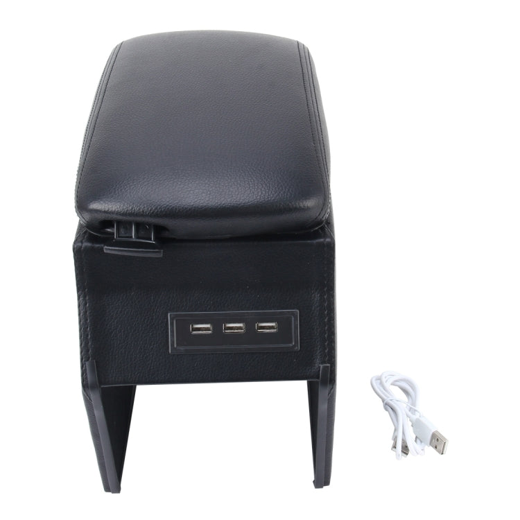 Car ABS Leather Wrapped Armrest Box with Fast Charge USB Holes and Cables for Peugeot 2008