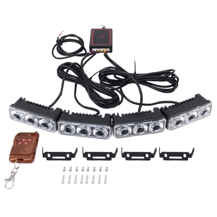 4 PCS 10W Car Strobe Warning Light with Remote Control