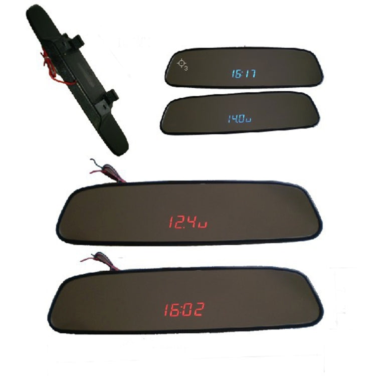3 in1 Car LED Digital Voltage Meter Thermometer Clock Rearview Mirror