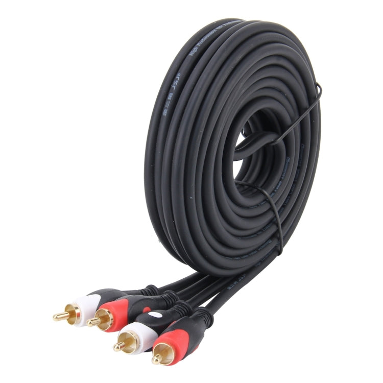 4.5m TPE Car Auto Audio Stereo Cable OFC 2RCA to 2RCA Jack Audio Cable Male to Male Gold-Plated RCA Aux Cable(Black)