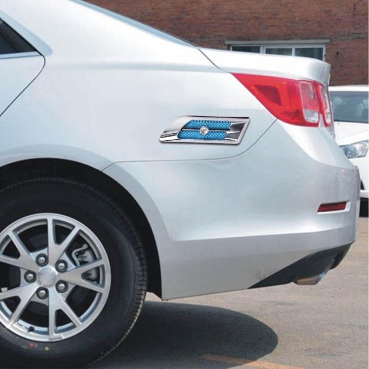 2 PCS Car Plastic Decorative Sticker, Size: 11.5 x 3.0cm(Silver + Blue)