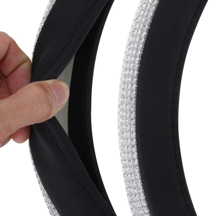 Car Steering Wheel Cover Luxury Steering Wheel Covers with Diamond Decoration Four Seasons General(Black)