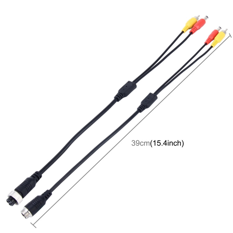 2 PCS 1 in 2 Ways Car Auto Monitor Camera DVR Male and Female 4 Pin Video Power Extension Cable Cord, Length: 39cm