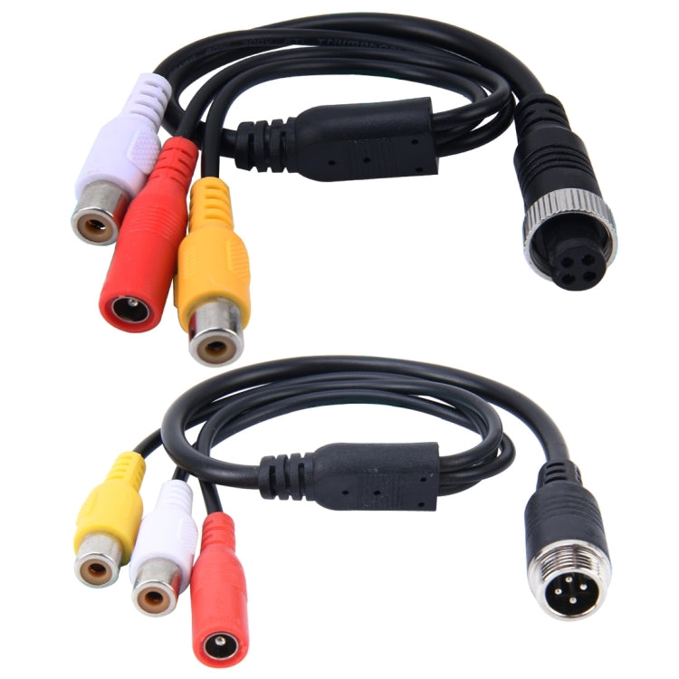 2 PCS 1 in 3 Ways Car Auto Monitor Camera DVR Male and Female 4 Pin Video Power Extension Cable Cord, Length: 34cm