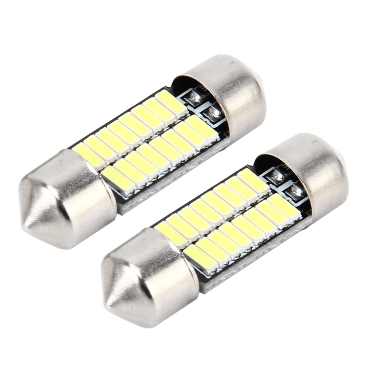 2 PCS 2W 100 LM 6000K 31MM Bicuspid Port Car Dome Lamp LED Reading Light with 16 SMD-4014 LED Lamps, DC 12V(White Light)
