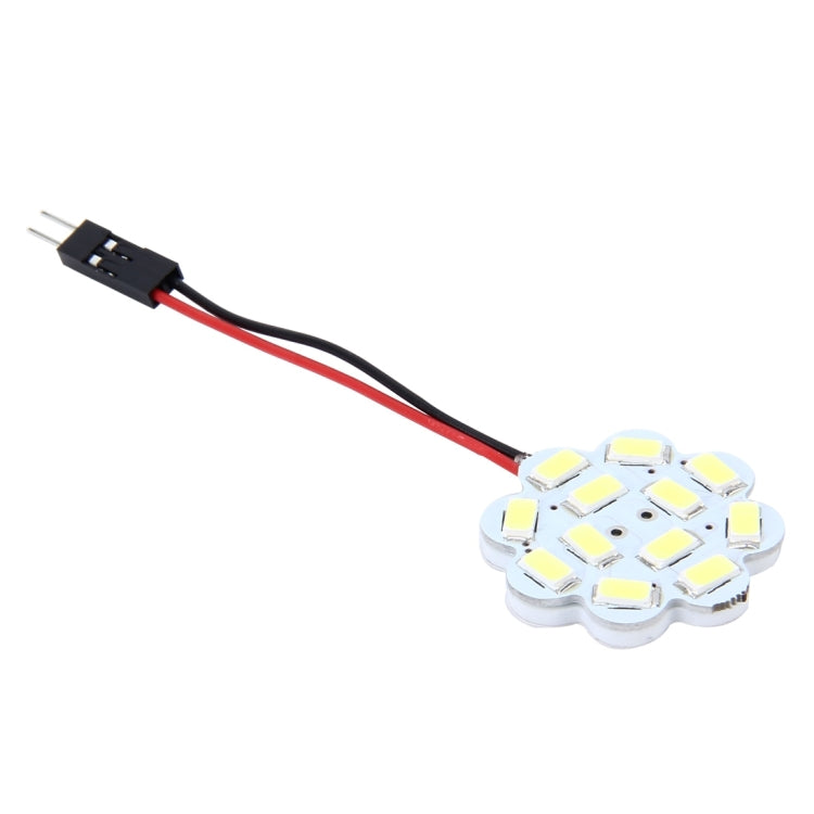2 PCS 3W 200 LM 6000K Flower Shape Car Auto Interior Doom Reading Light with 12 SMD-5630 LED Lamps Bicuspid and T10 Adapter Cable, DC 12V(White Light)