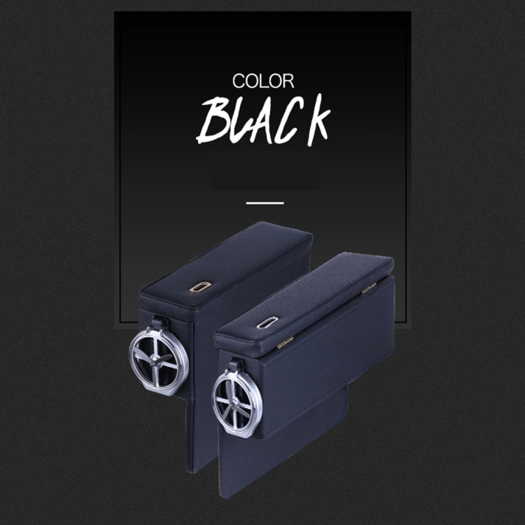 2 PCS FD-C108 Car Auto Wrapping Leather Seat Side Carrying Organizer Storage Box with Metal Drink Holder and Coin Hole