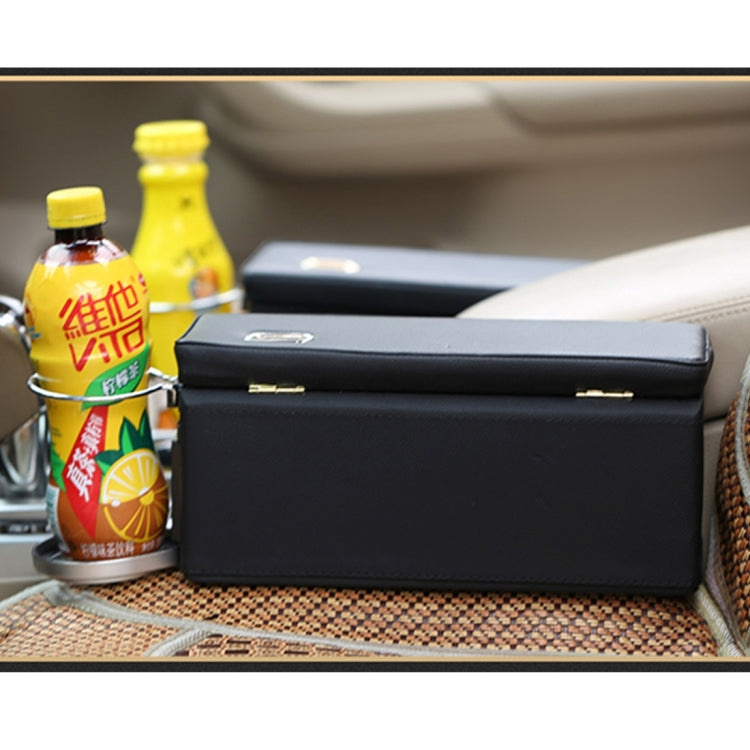 2 PCS FD-C108 Car Auto Wrapping Leather Seat Side Carrying Organizer Storage Box with Metal Drink Holder and Coin Hole