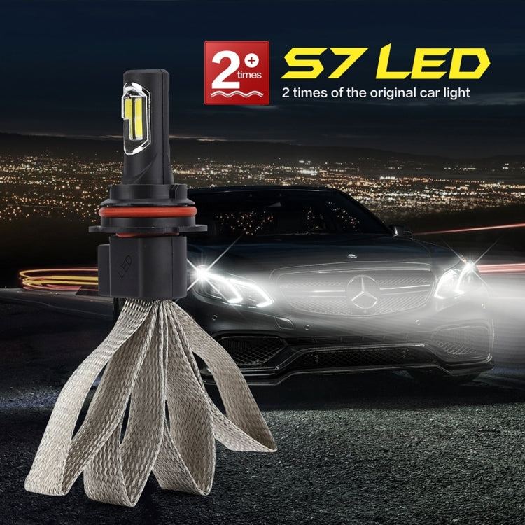 2 PCS S7 9004 40W 3200 LM 6000K IP68 Car Headlight with 2 COB Lamps and Heat Dissipation Cable, DC 9-30V(White Light)