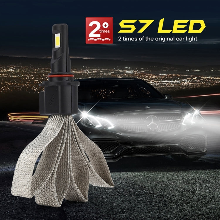 2 PCS S7 9005 40W 3200 LM 6000K IP68 Car Headlight with 2 COB Lamps and Heat Dissipation Cable, DC 9-30V(White Light)