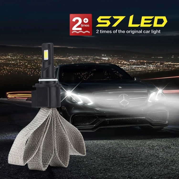 2 PCS S7 9006 40W 3200 LM 6000K IP68 Car Headlight with 2 COB Lamps and Heat Dissipation Cable, DC 9-30V(White Light)