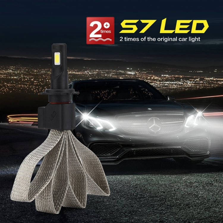 2 PCS S7 H7 40W 3200 LM 6000K IP68 Car Headlight with 2 COB Lamps and Heat Dissipation Cable, DC 9-30V(White Light)