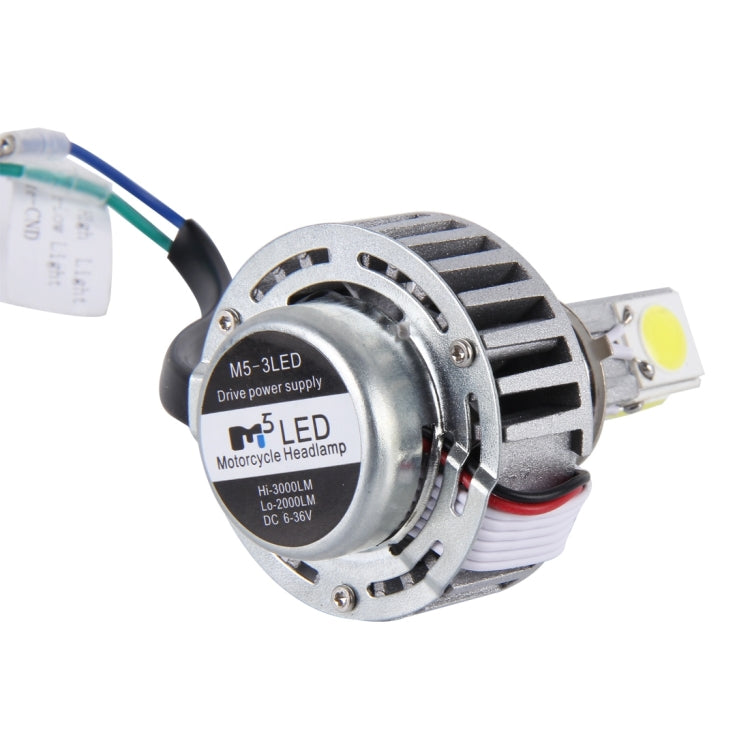 25W 2500 LM 6000K Motorcycle Headlight with 3 LED Lamps, DC 6-36V (White Light)