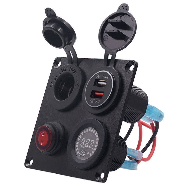 ZH-509A1 Multi-function Combination Switch Panel Color Screen Voltmeter + Cigarette Lighter Socket + Dual USB Charger for Car RV Marine Boat