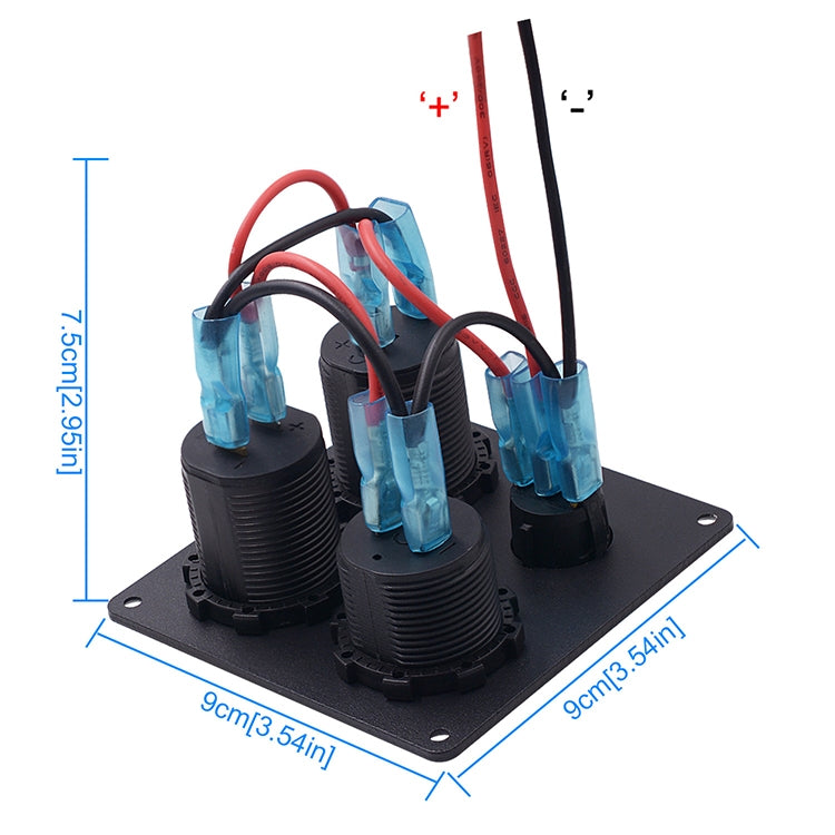 ZH-509A1 Multi-function Combination Switch Panel Color Screen Voltmeter + Cigarette Lighter Socket + Dual USB Charger for Car RV Marine Boat