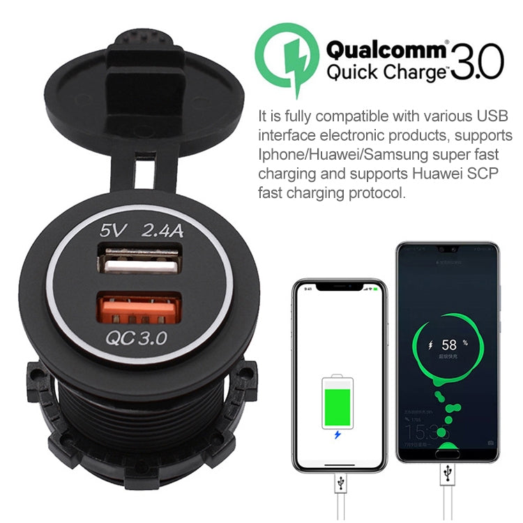 ZH-509A1 Multi-function Combination Switch Panel Color Screen Voltmeter + Cigarette Lighter Socket + Dual USB Charger for Car RV Marine Boat