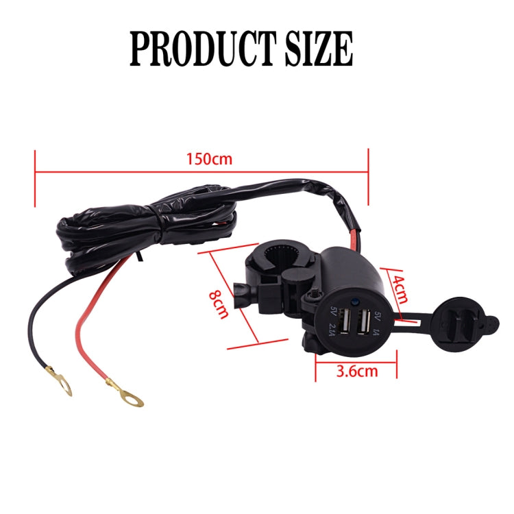 Motorcycle Faucet Waterproof 12-24V 2.1A Dual USB Charger Adapter
