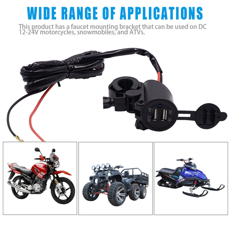 Motorcycle Faucet Waterproof 12-24V 2.1A Dual USB Charger Adapter