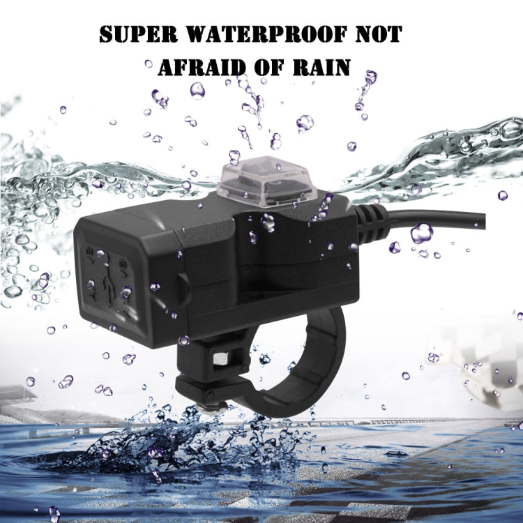 Motorcycle Waterproof 3.1A Dual USB Fast Charger Adapter with Switch