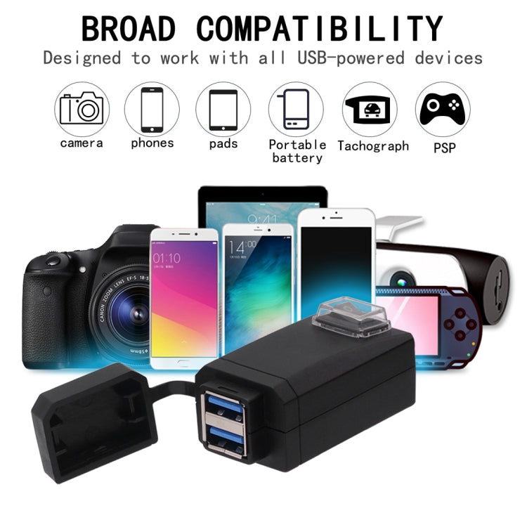 Motorcycle Waterproof QC3.0 Dual USB Fast Charger Adapter with Switch