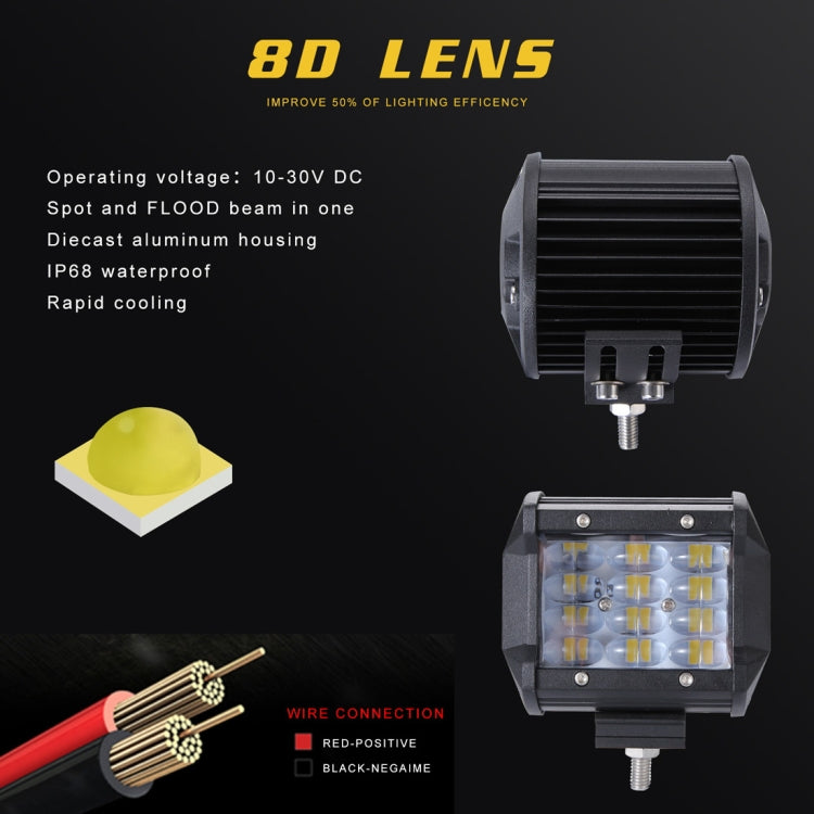 4 inch Four Rows 15W 2000LM 6000K Car Truck Off-road Vehicle LED Work Lights Spotlight