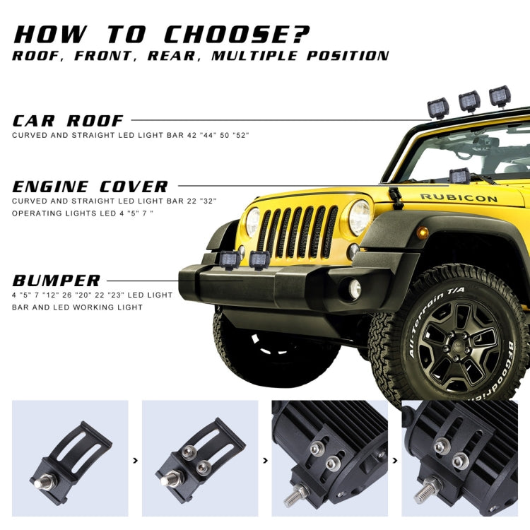 4 inch Four Rows 15W 2000LM 6000K Car Truck Off-road Vehicle LED Work Lights Spotlight