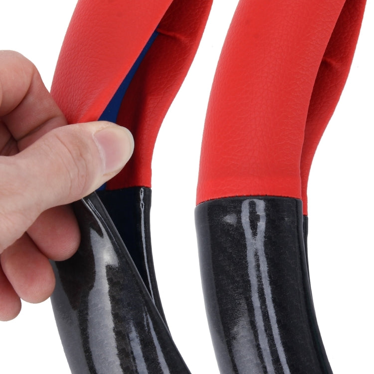 Universal PU Leather Red and Black Car Steering Wheel Cover Sets Four Seasons General