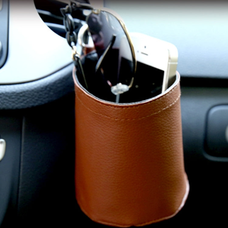 Car Auto Portable Leather Air Vent Storage Holder Carrying Bag for Phone Glass Coin Pen