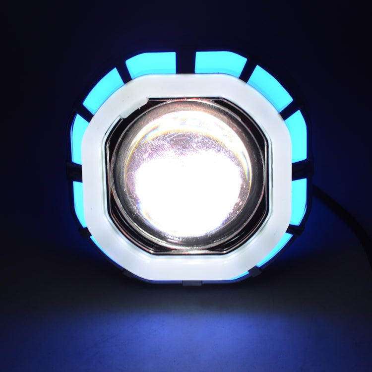 Motorcycle 30W DC 12V-85V LED Headlight Built-in octagonal Double Aperture Angle Eyes + Devil Eye