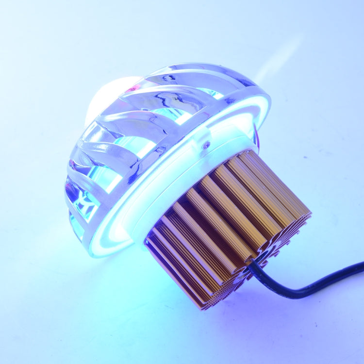 Motorcycle 30W DC 12V-85V LED Headlight with Whirlwind Angle Eyes Double Light Lens Built-in Devil Eye