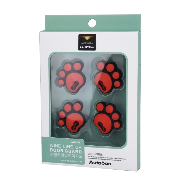 4 PCS Dog Footprint Shape Cartoon Style PVC Car Auto Protection Anti-scratch Door Guard Decorative Sticker