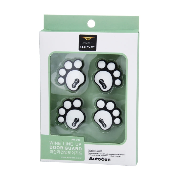 4 PCS Dog Footprint Shape Cartoon Style PVC Car Auto Protection Anti-scratch Door Guard Decorative Sticker
