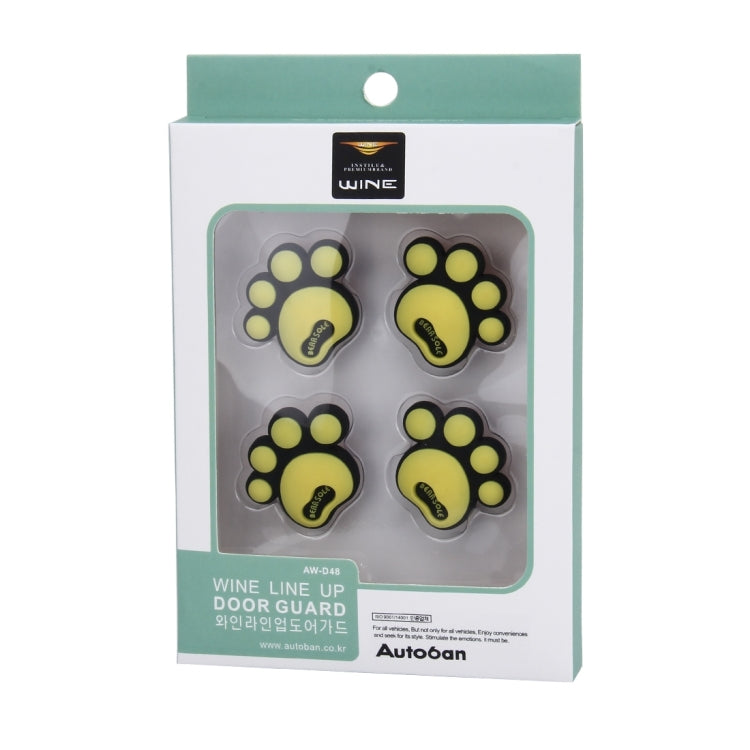 4 PCS Dog Footprint Shape Cartoon Style PVC Car Auto Protection Anti-scratch Door Guard Decorative Sticker