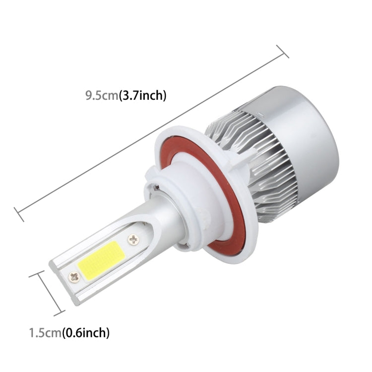 2 PCS H13 18W 1800 LM 6000K IP68 Canbus Constant Current Car LED Headlight with 2 COB Lamps, DC 9-36V(White Light)