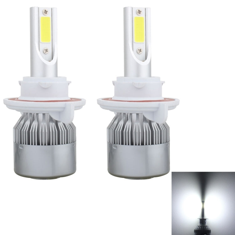 2 PCS H13 18W 1800 LM 6000K IP68 Canbus Constant Current Car LED Headlight with 2 COB Lamps, DC 9-36V(White Light)